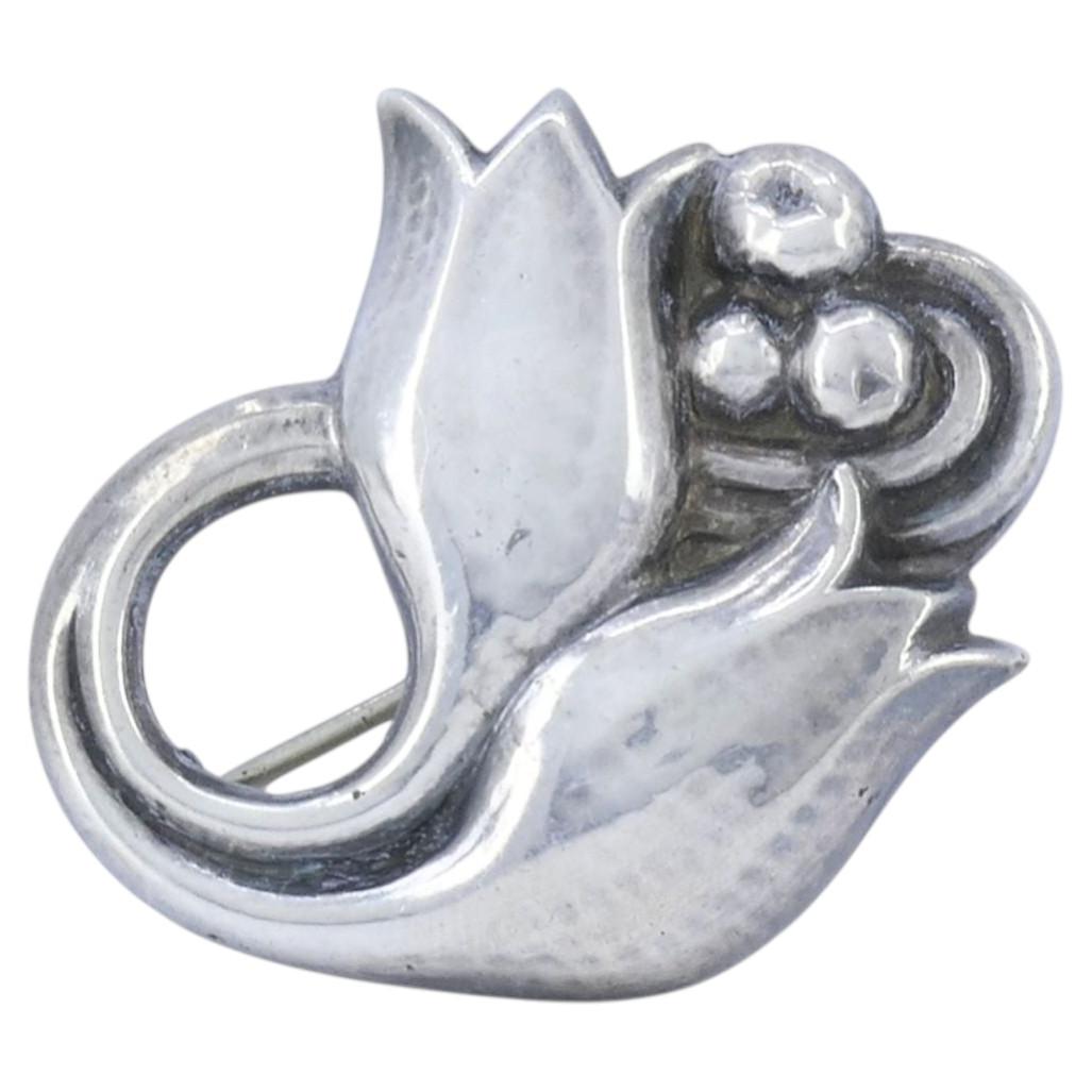 Broche « Tulipe » en argent Georg Jensen 830, n° 100, Danemark, 1933-1944