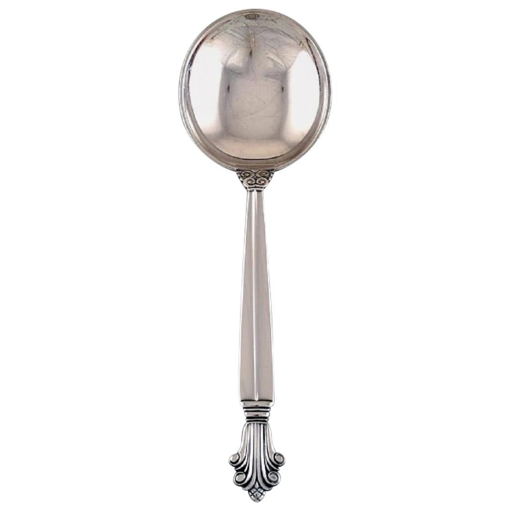 Georg Jensen Acanthus Bouillon Spoon in Sterling Silver For Sale