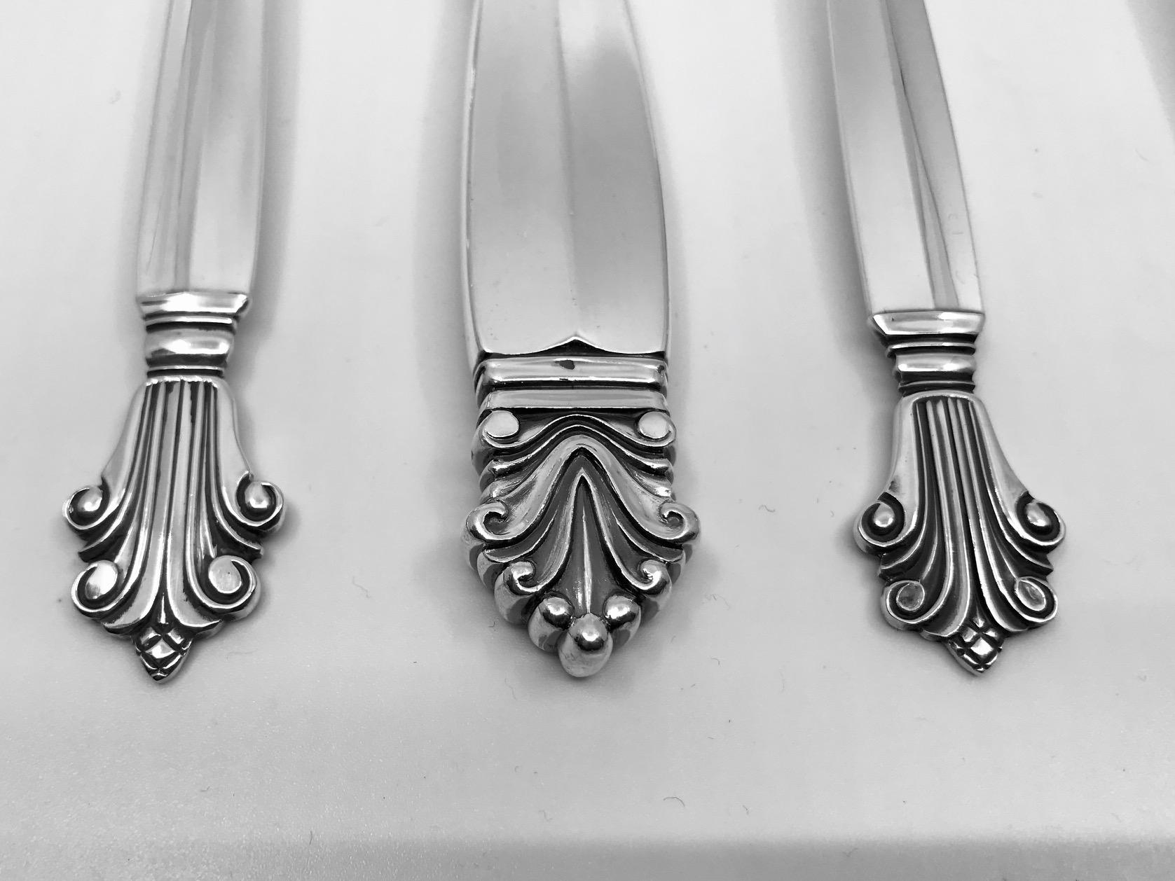 Art Nouveau Georg Jensen Acanthus Canteen, Silverware Design by Johan Rohde For Sale