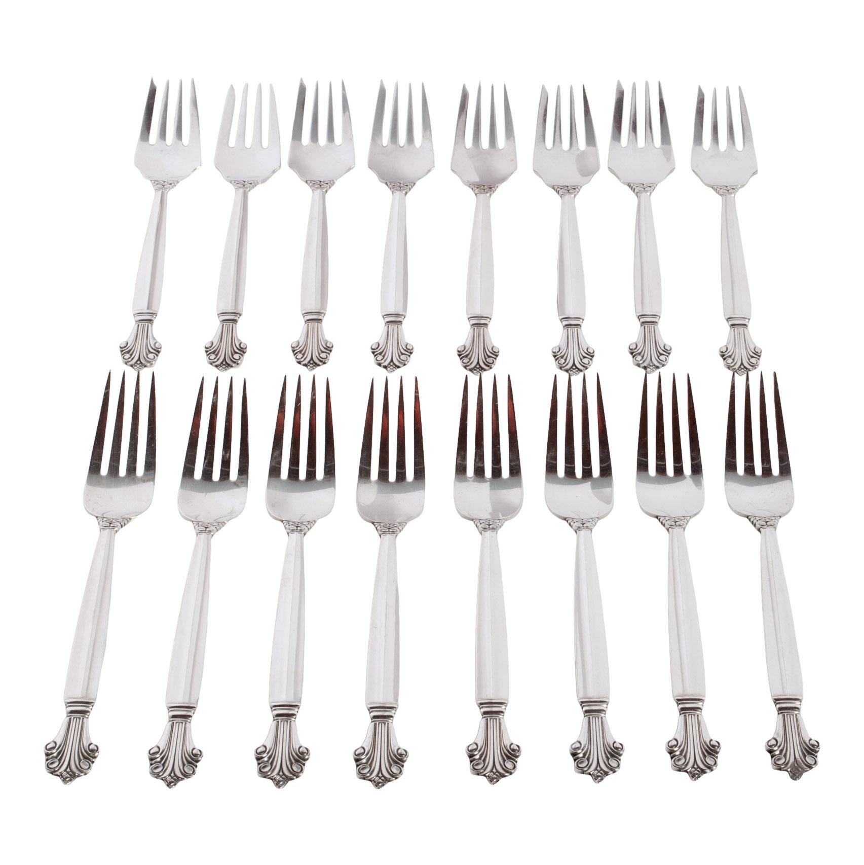 Georg Jensen Acanthus Danish Sterling Silver 69 Piece Flatware Dining Set for 8 6