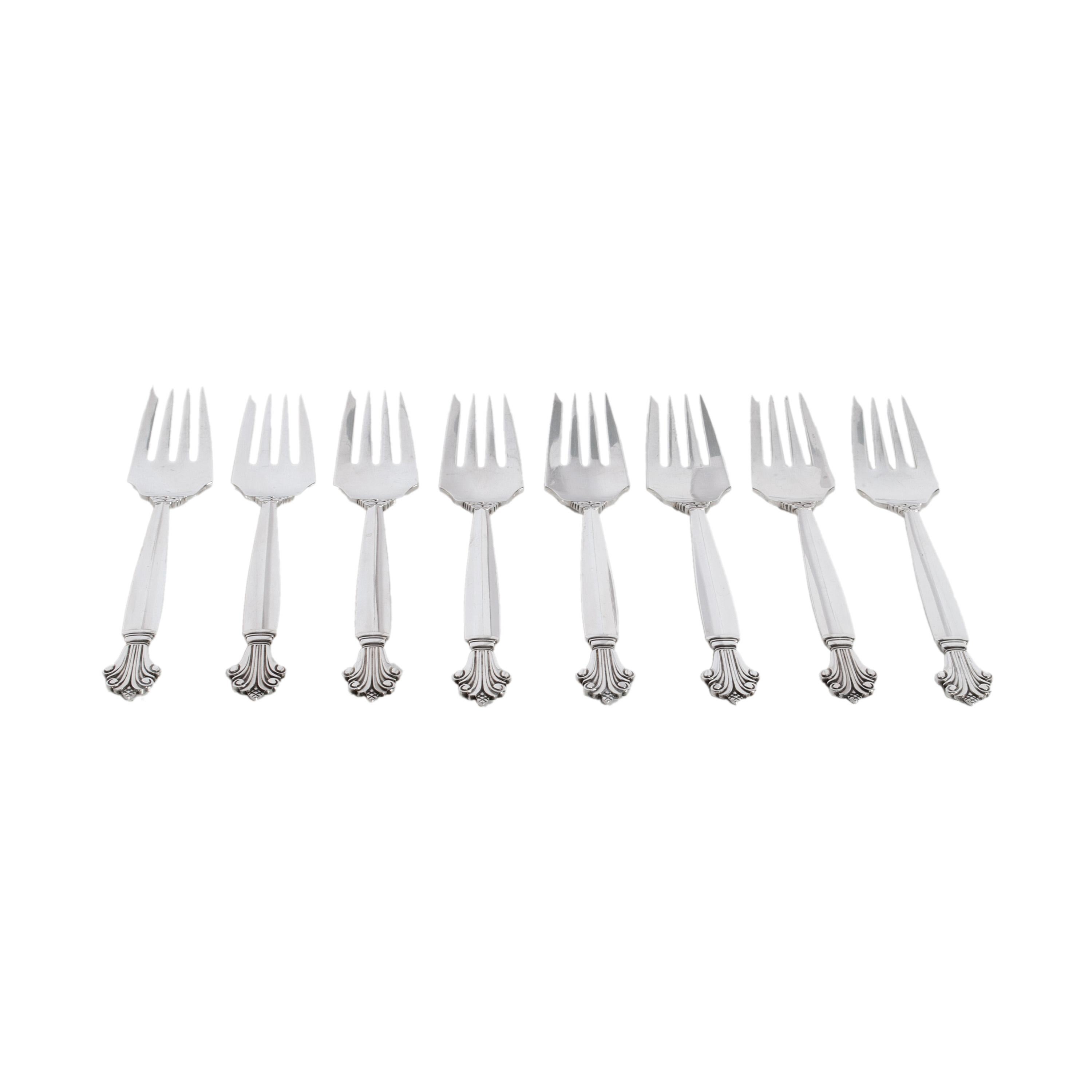 Georg Jensen Acanthus Danish Sterling Silver 69 Piece Flatware Dining Set for 8 7