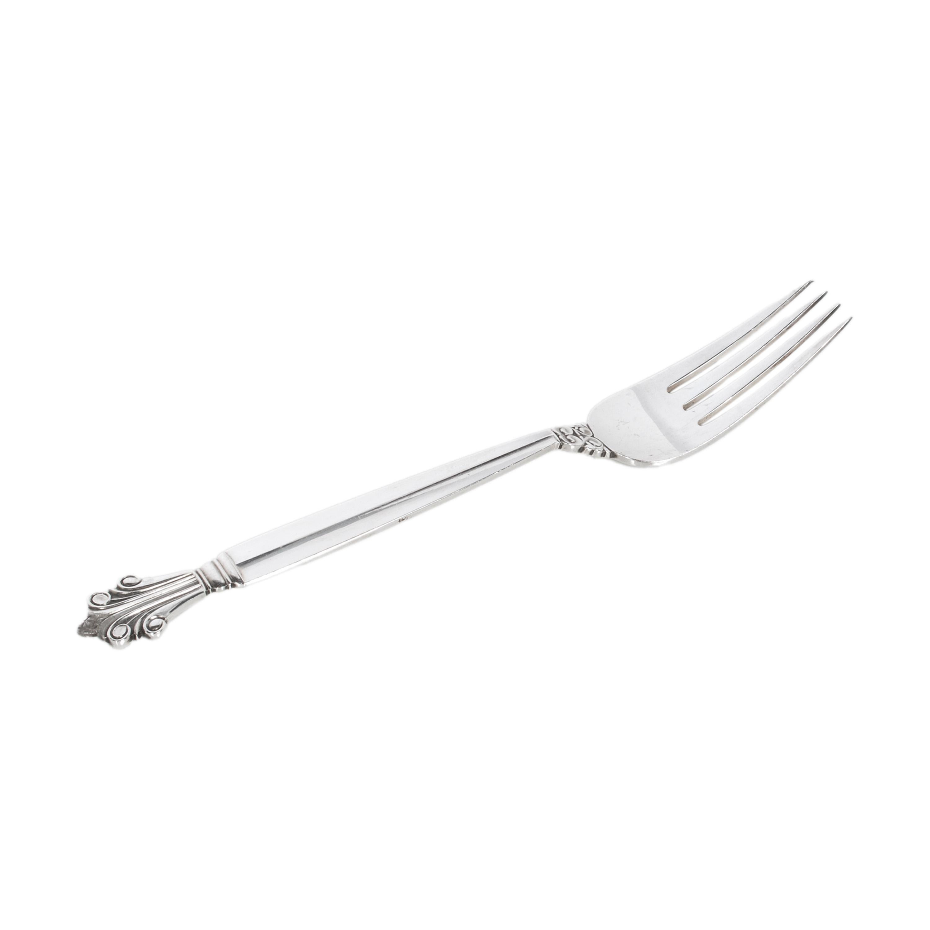 Georg Jensen Acanthus Danish Sterling Silver 69 Piece Flatware Dining Set for 8 9