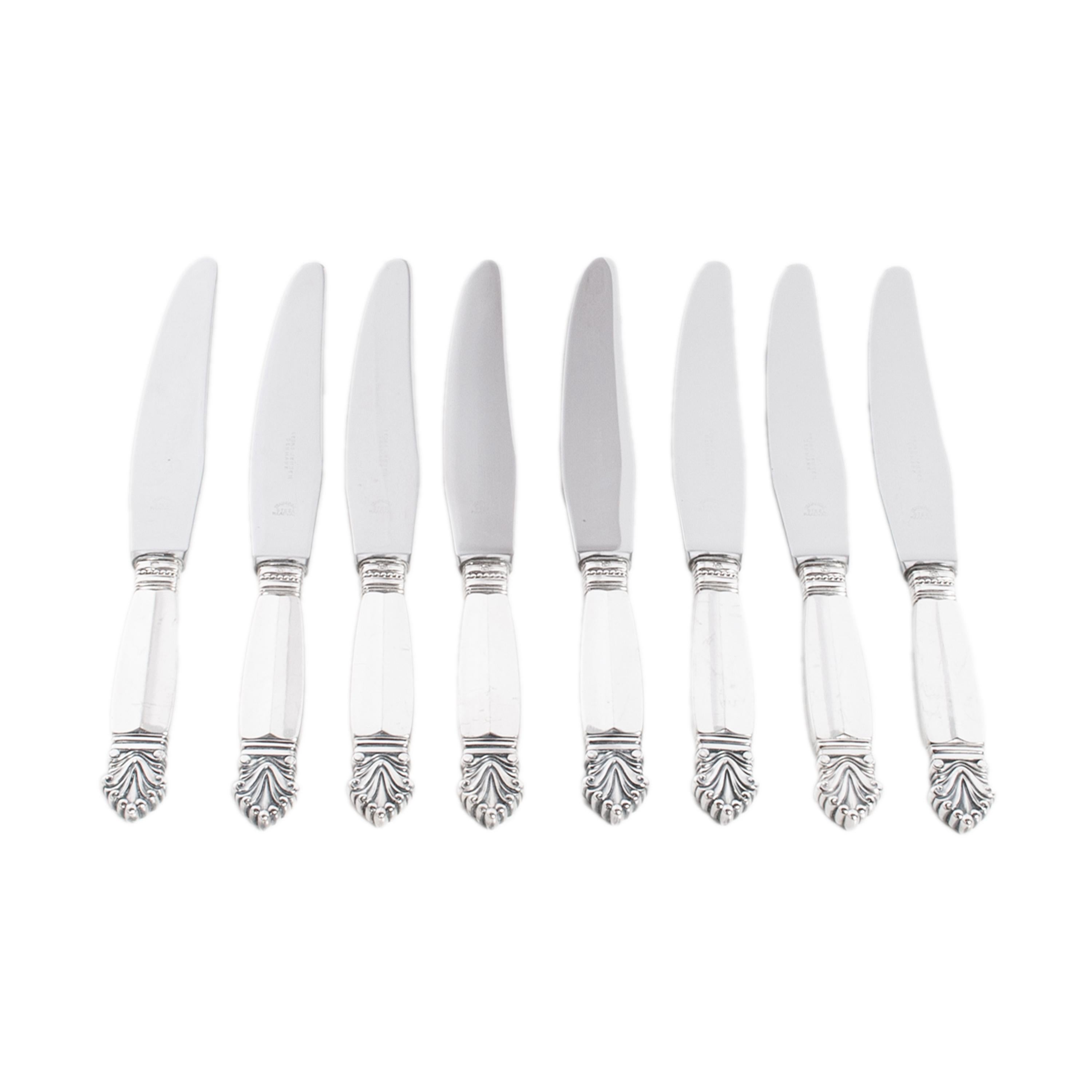 Georg Jensen Acanthus Danish Sterling Silver 69 Piece Flatware Dining Set for 8 2