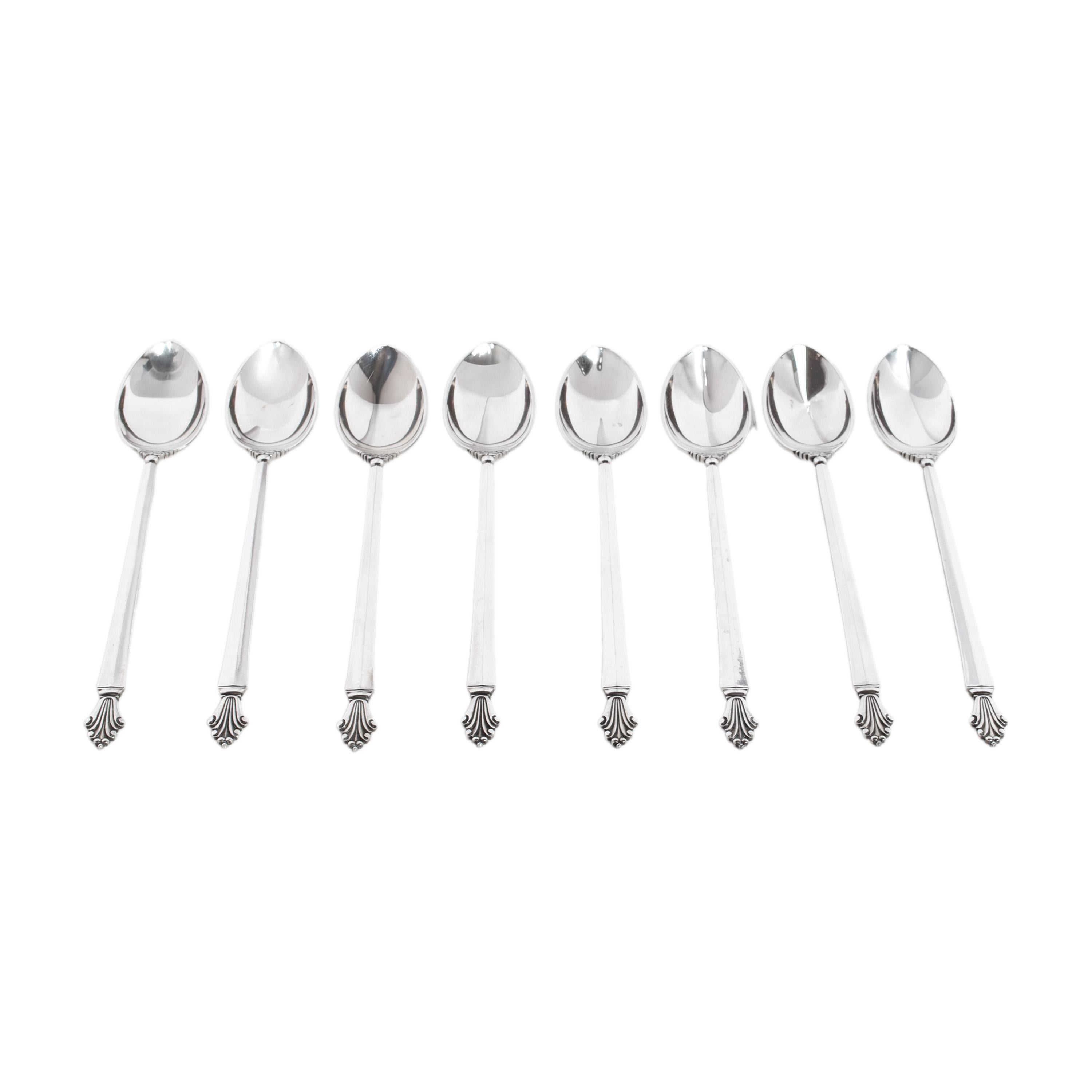 Georg Jensen Acanthus Danish Sterling Silver 69 Piece Flatware Dining Set for 8 3
