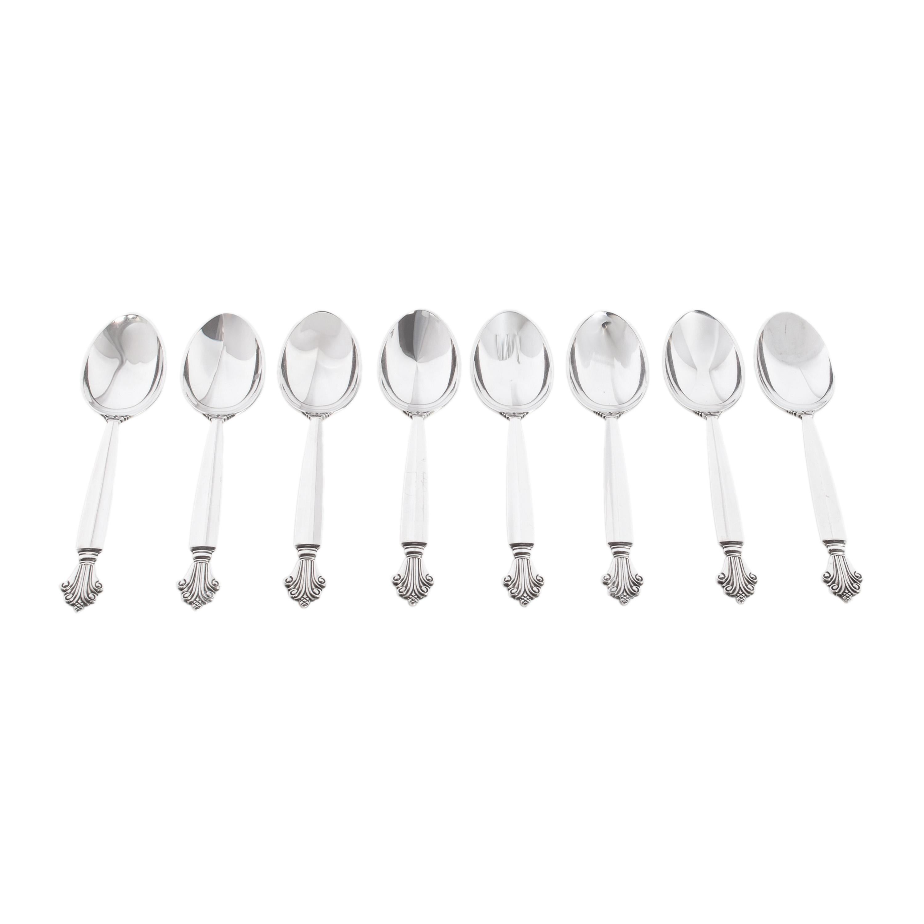 Georg Jensen Acanthus Danish Sterling Silver 69 Piece Flatware Dining Set for 8 4