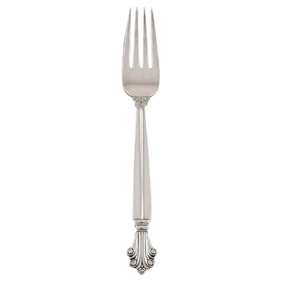 Fourchette à dîner en argent sterling Georg Jensen avec acanthes, deux fourchettes disponibles