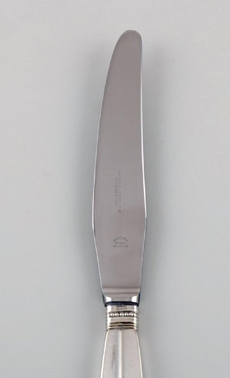 Art Deco Georg Jensen Acanthus Dinner Knife in Sterling Silver and Stainless Steel For Sale