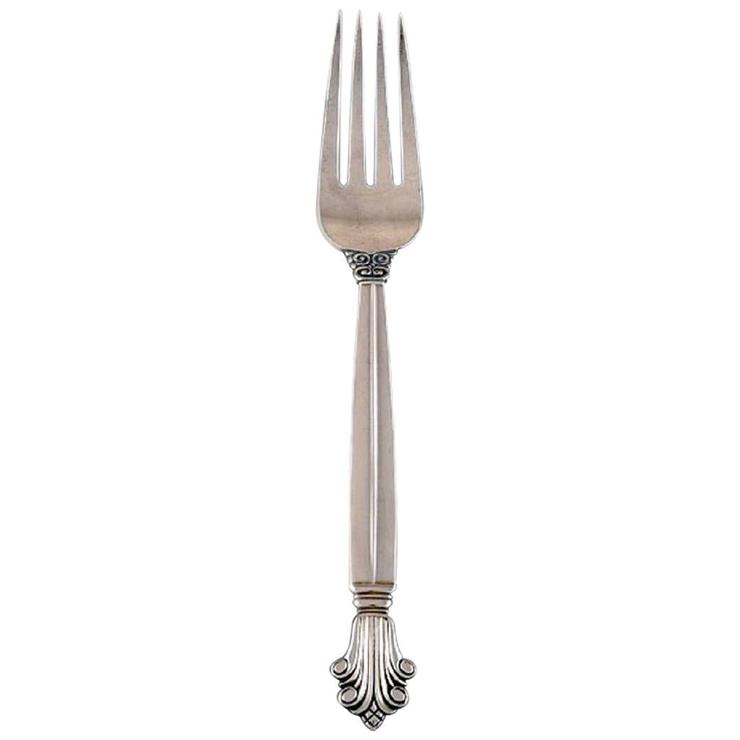 Fourchette à déjeuner à acanthe en argent sterling de Georg Jensen, 6 fourchettes disponibles