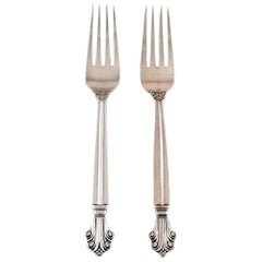 Georg Jensen Acanthus Sterling Silver Dinner Fork, Two Pieces