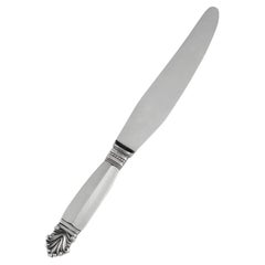 Georg Jensen Cuchillo de almuerzo de plata de ley con acanto 023, 1917