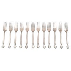 Georg Jensen Acanthus Sterling Silver Set of Twelve Luncheon Forks