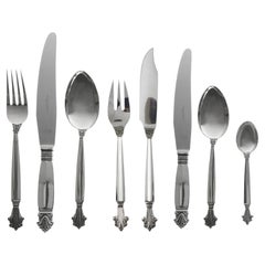 Cubiertos de plata de ley Georg Jensen Acanthus para 12, 1917