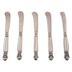 Georg Jensen "Acorn" Butterknife All in Sterling Silver, 5 Pieces in Stock