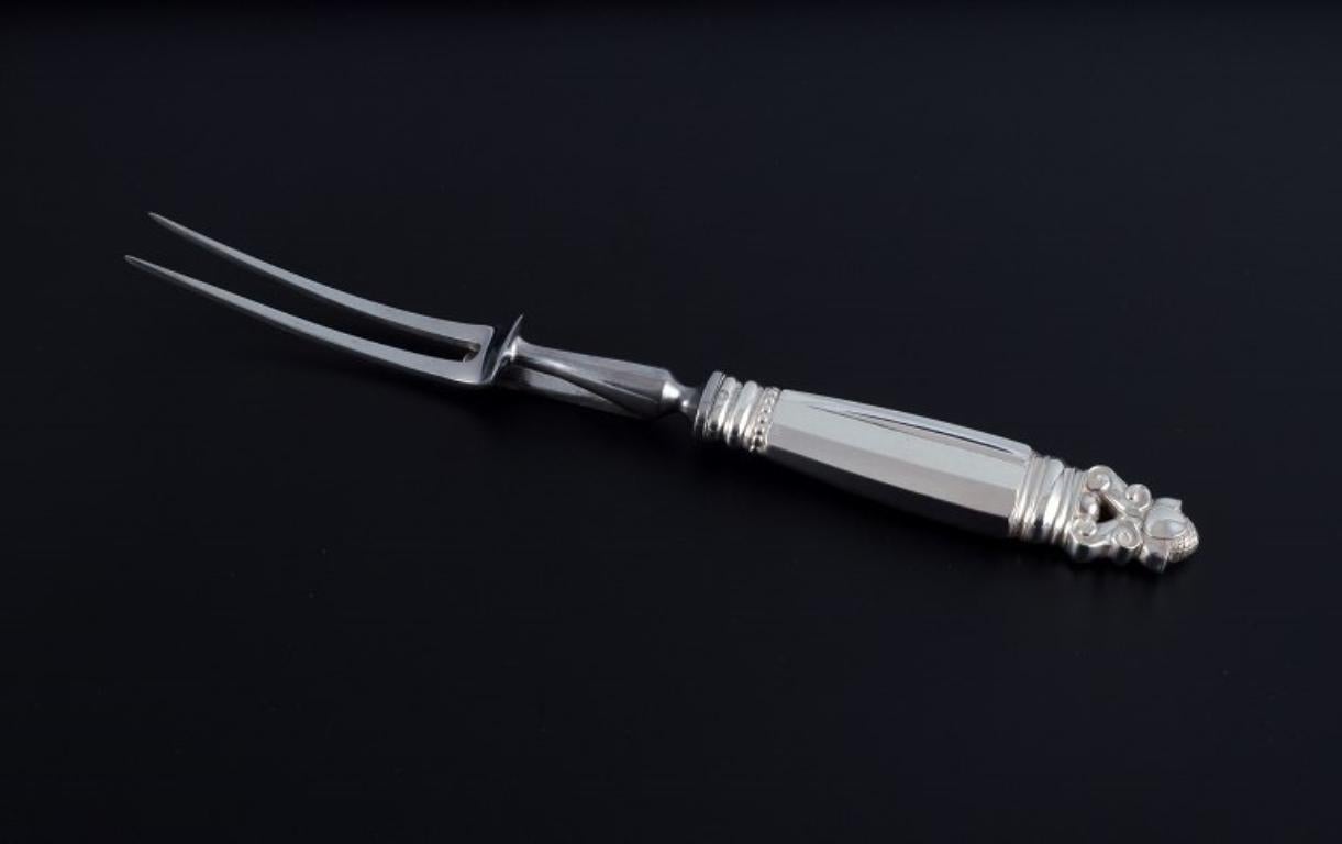 Art Deco Georg Jensen, Acorn. Carving set in sterling silver and stainless steel. For Sale
