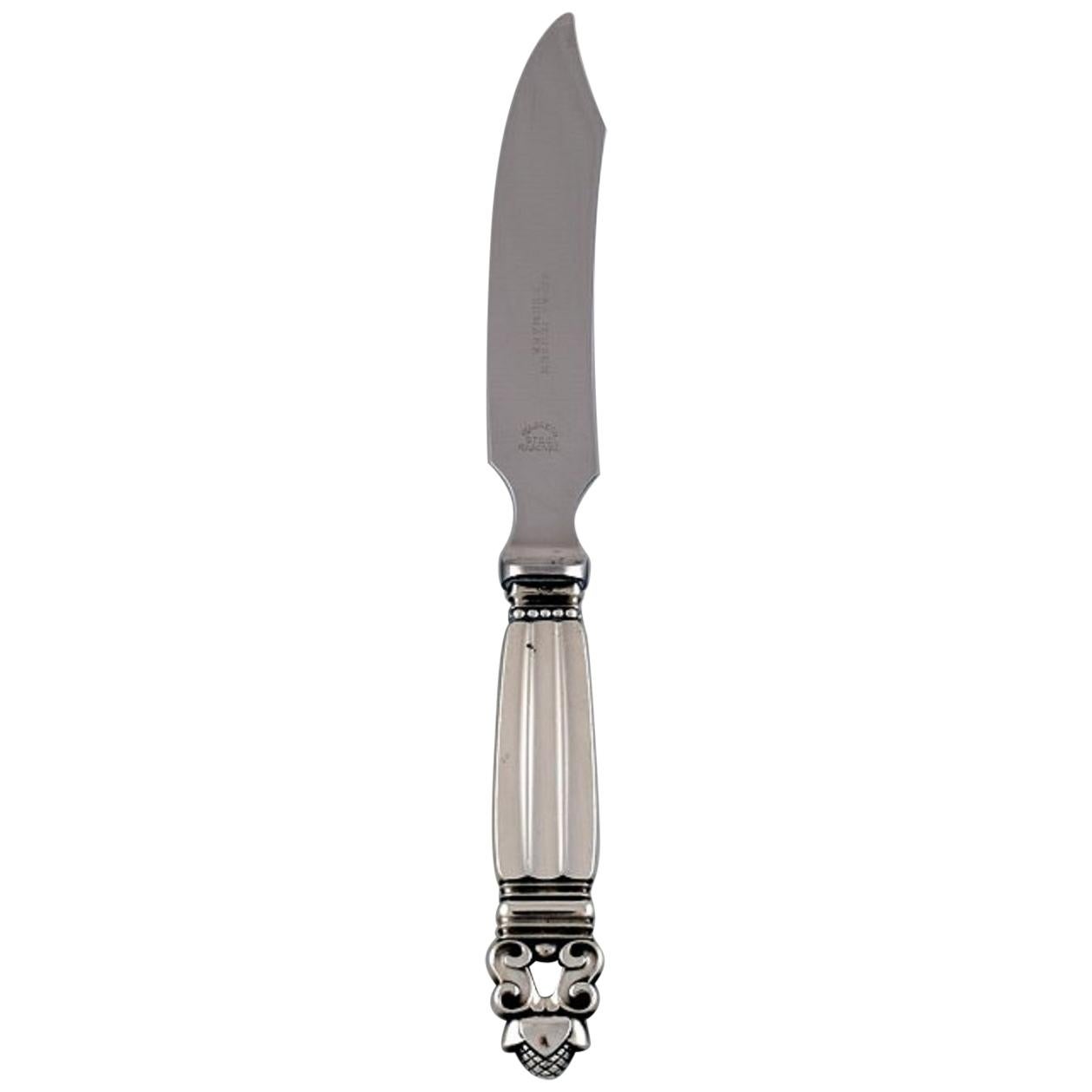 Georg Jensen Acorn Cheese Knife in Sterling Silver and Stainless Steel For Sale