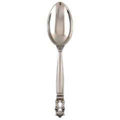 Georg Jensen "Acorn" Dessert Spoon in Sterling Silver, Two Pieces