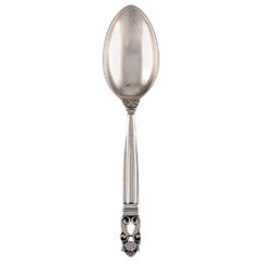 Georg Jensen "Acorn" Dessert Spoon in Sterling Silver, Two Pieces