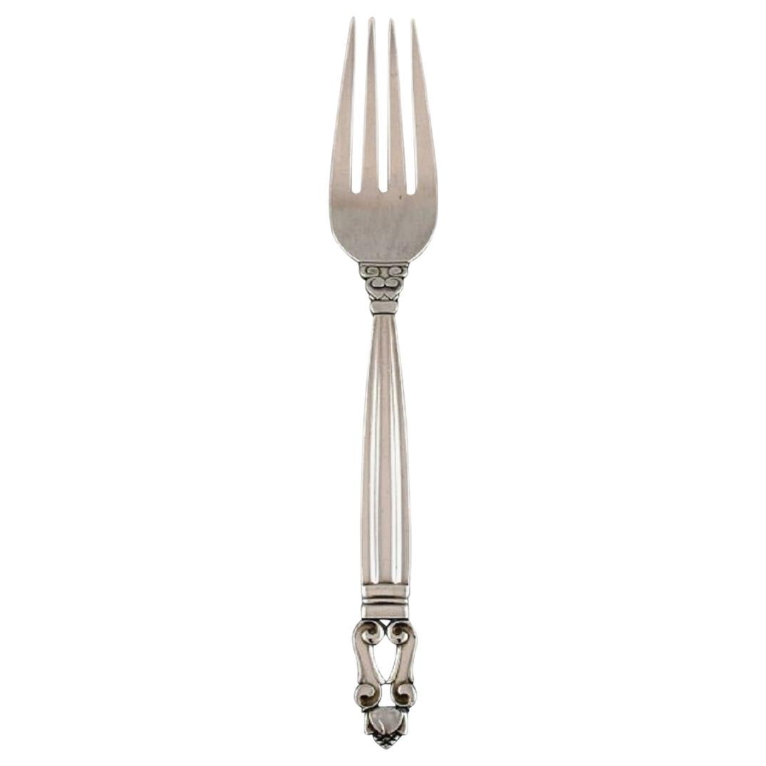 Georg Jensen Acorn Dinner Fork in Sterling Silver, 9 Pcs in Stock For Sale