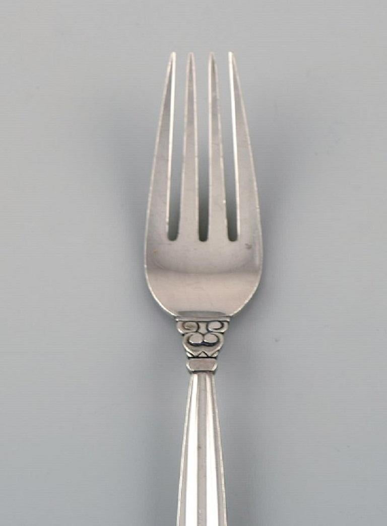 Art Deco Georg Jensen Acorn Dinner Fork in Sterling Silver, Six Forks Available