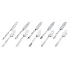 Georg Jensen, Acorn, Fish Cutlery for Five People in Sterling Silver