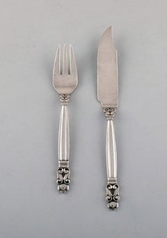 Couverts de poisson "Gland" de Georg Jensen en argent sterling:: service pour six personnes