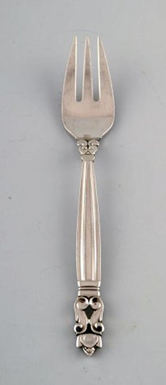 Georg Jensen "Acorn" Fish Fork in Sterling Silver, 4 Pcs, in Stock
