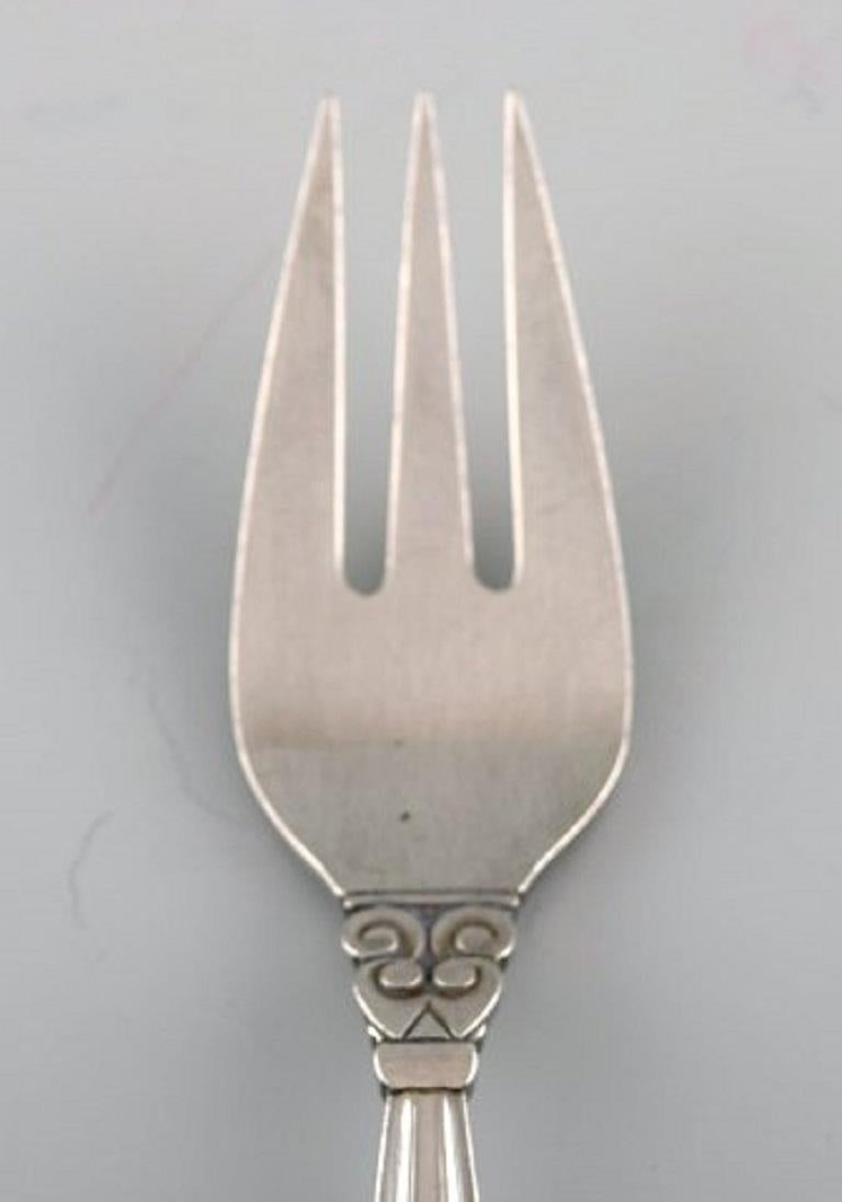 Art Deco Georg Jensen Acorn Fish Fork in Sterling Silver, 8 Pieces in Stock