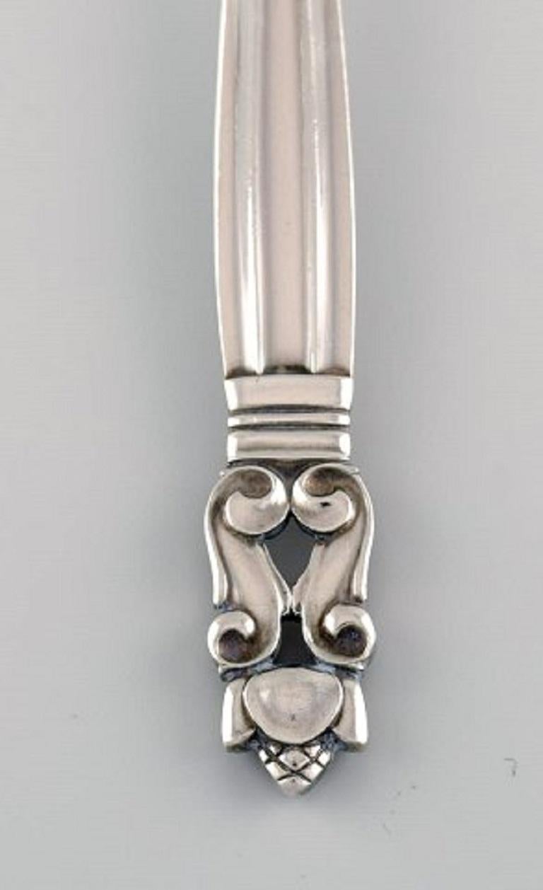 Danish Georg Jensen Acorn Fish Fork in Sterling Silver, 8 Pieces in Stock