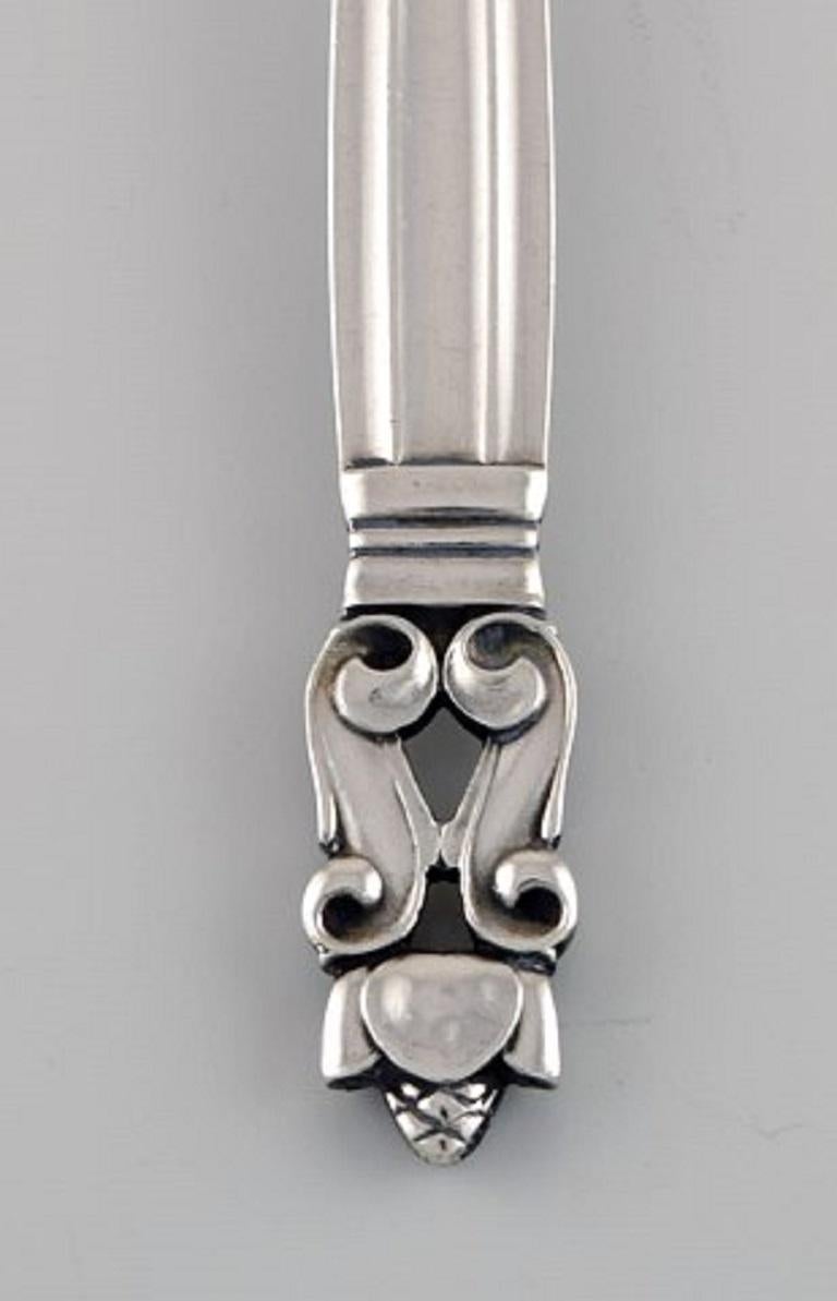 Art Deco Georg Jensen Acorn Fish Fork in Sterling Silver For Sale