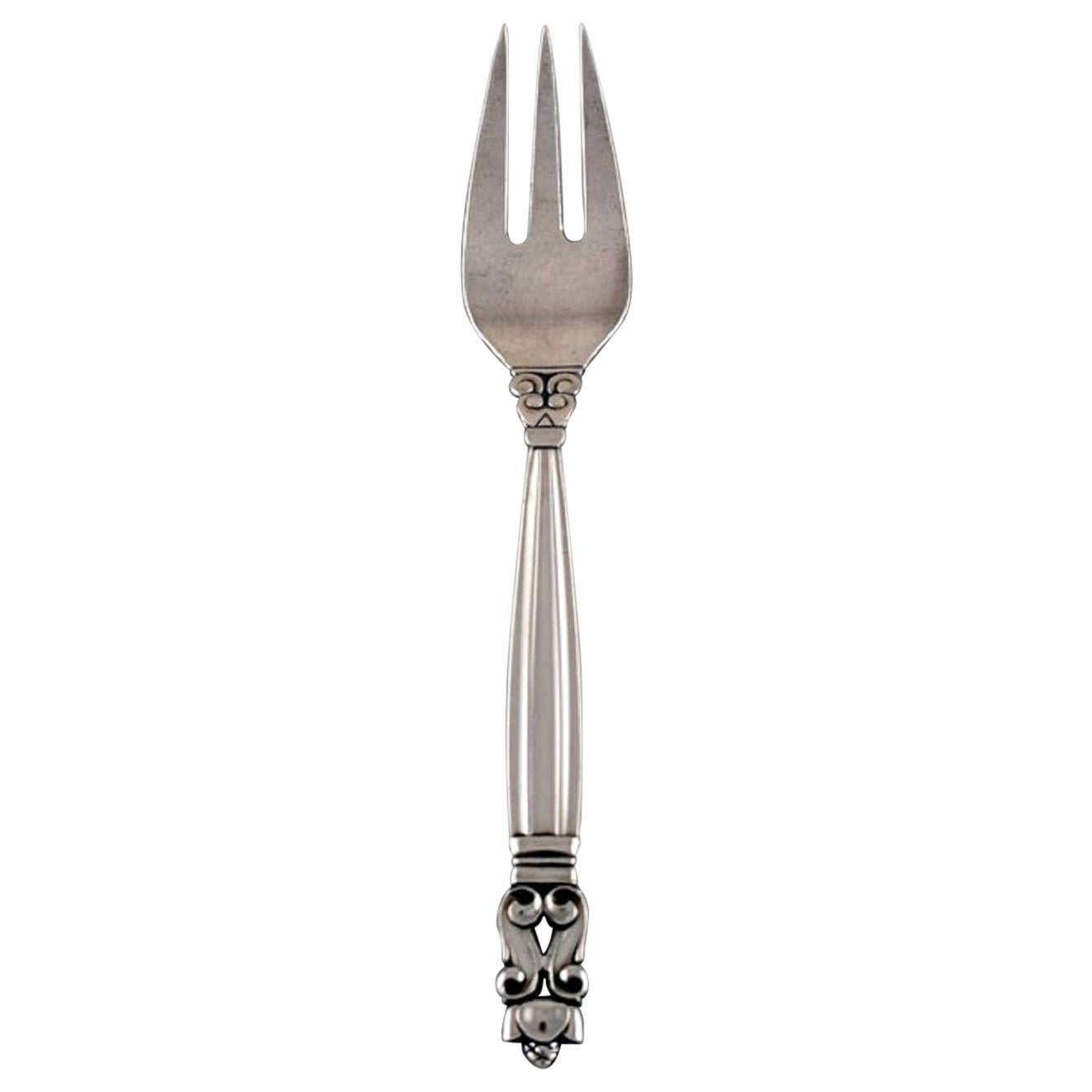 Tenedor de bellota para pescado Georg Jensen de plata de ley