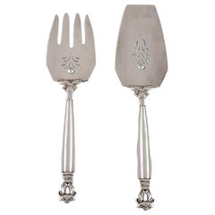 Georg Jensen Acorn Fish Serving Set in Openwork Sterling Silver