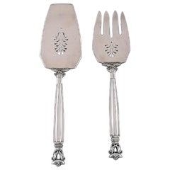 Georg Jensen Acorn Fish Serving Set in Openwork Sterling Silver