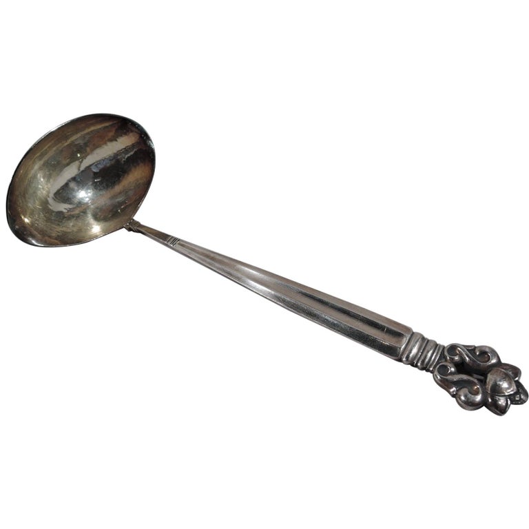 Georg Jensen Sterling Silver Handled Gravy Ladle Acorn Pattern