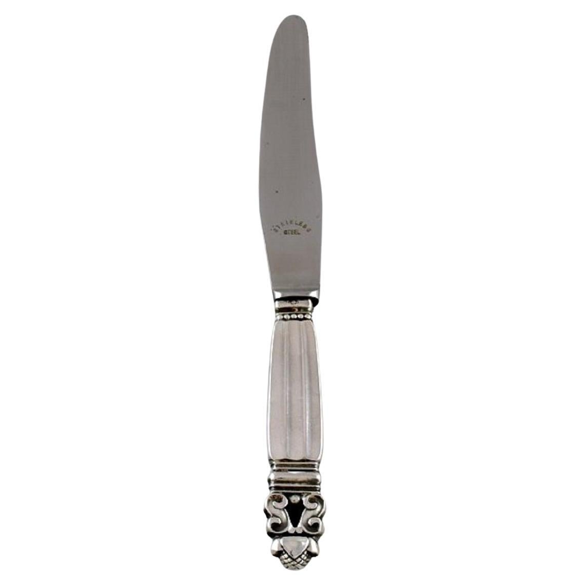 Georg Jensen Acorn Lunch Knife in Sterling Silver and Stainless Steel For Sale