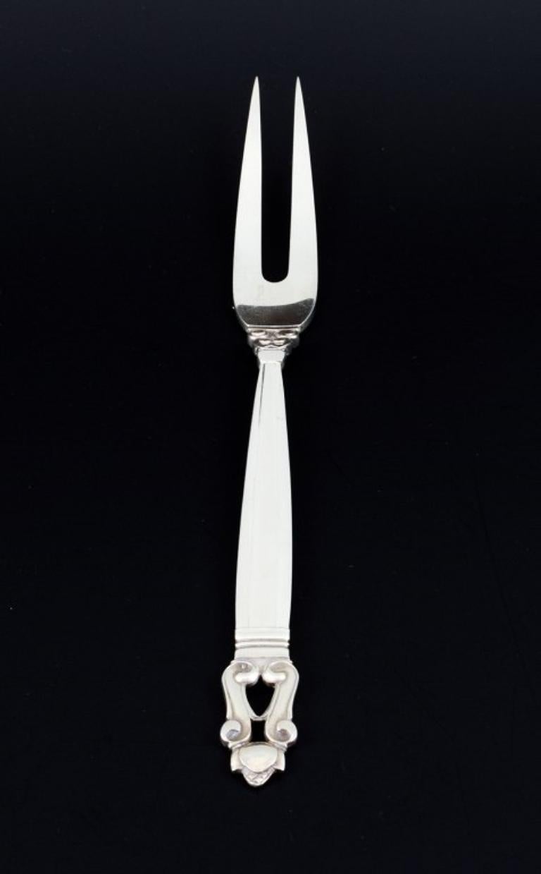 Art Deco Georg Jensen, Acorn, Meat Fork in Sterling Silver For Sale