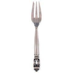Georg Jensen "Acorn" Pastry Fork in Sterling Silver Dated 1933-1944 Three Pieces