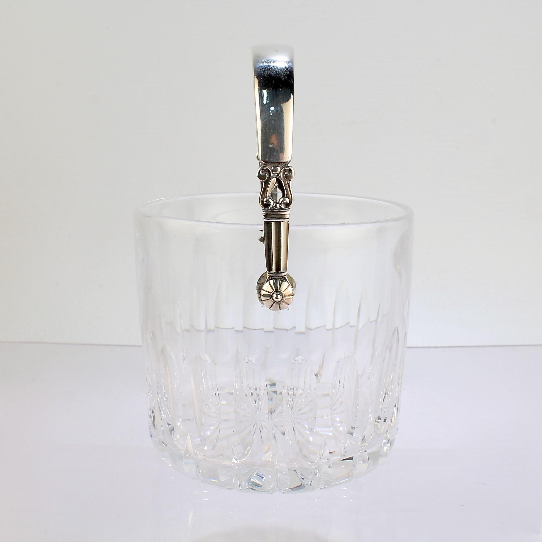 Art Deco Georg Jensen Acorn Pattern Sterling Silver & Crystal Ice Bucket by Johan Rohde For Sale