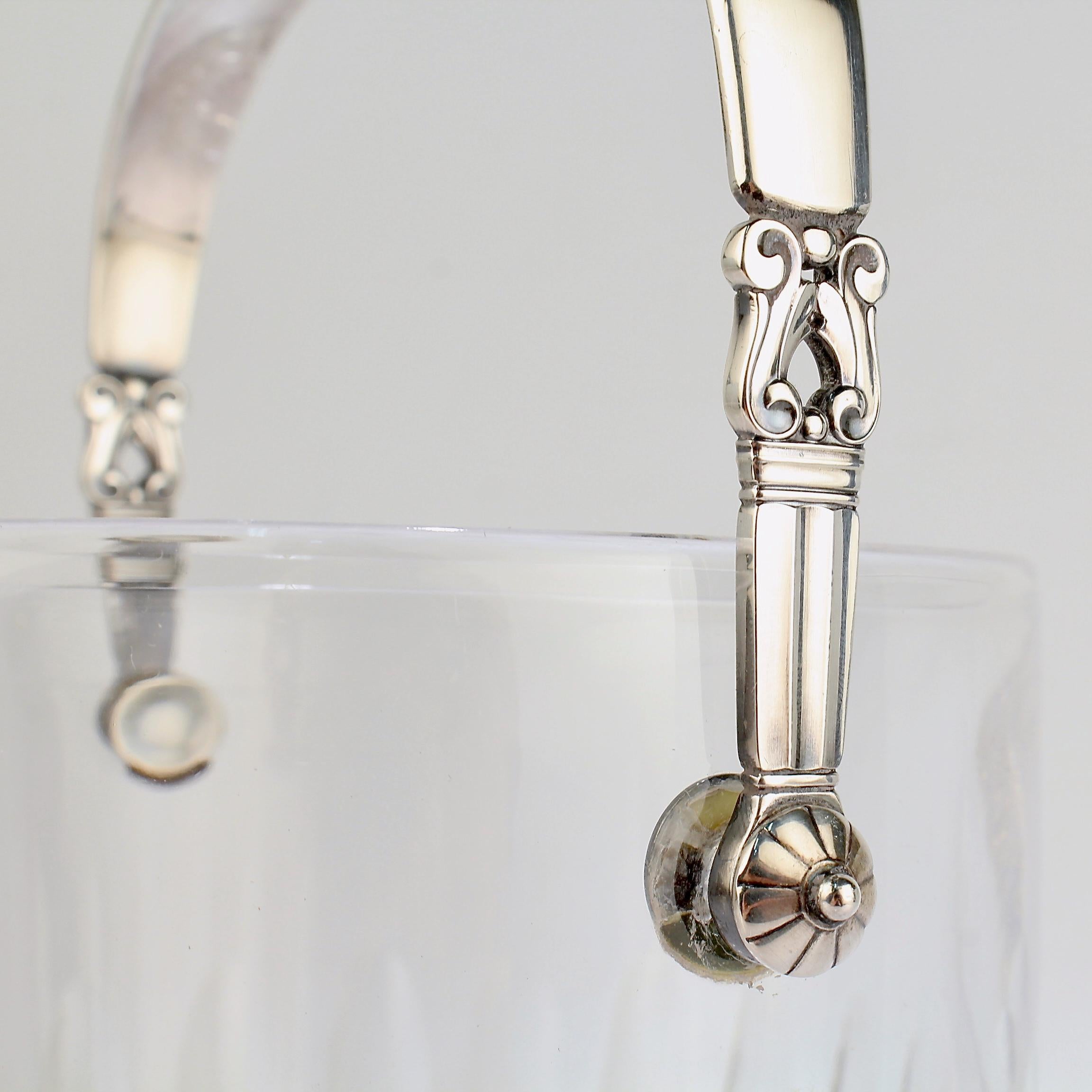 Seau à glace Georg Jensen en argent sterling et cristal à motif de glands par Johan Rohde en vente 3