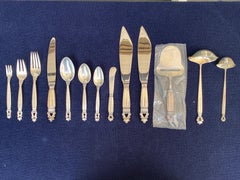 Georg Jensen Acorn Pattern Sterling Silver Flatware, 10-12 Service, 94 Pieces