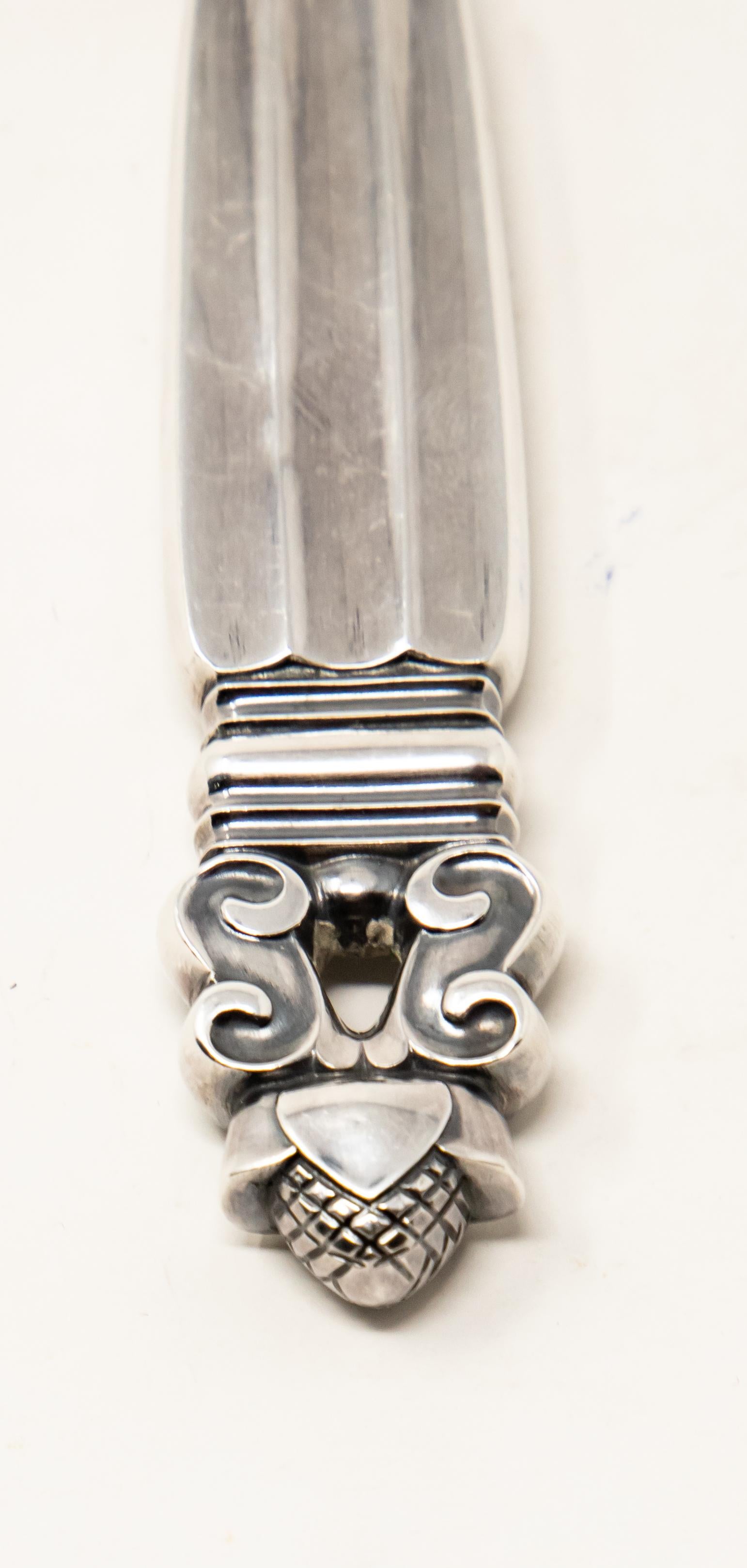Art Deco Georg Jensen Acorn Pronged Bar Knife For Sale