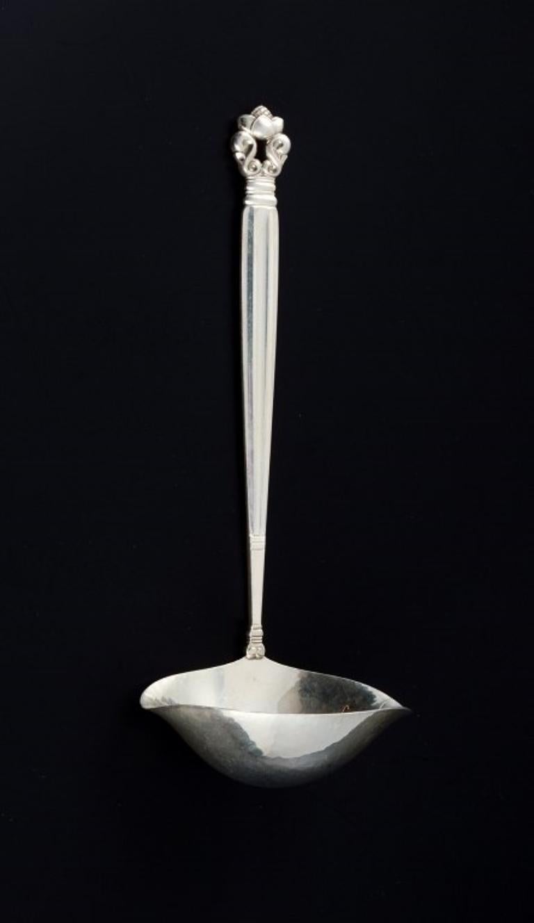 Danish Georg Jensen Acorn, Sauce Spoon in Sterling Silver For Sale