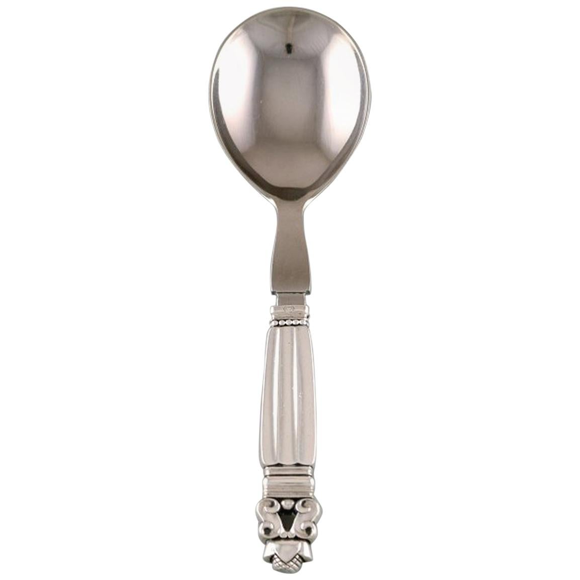 Georg Jensen Acorn Serving Spoon in Sterling Silver For Sale