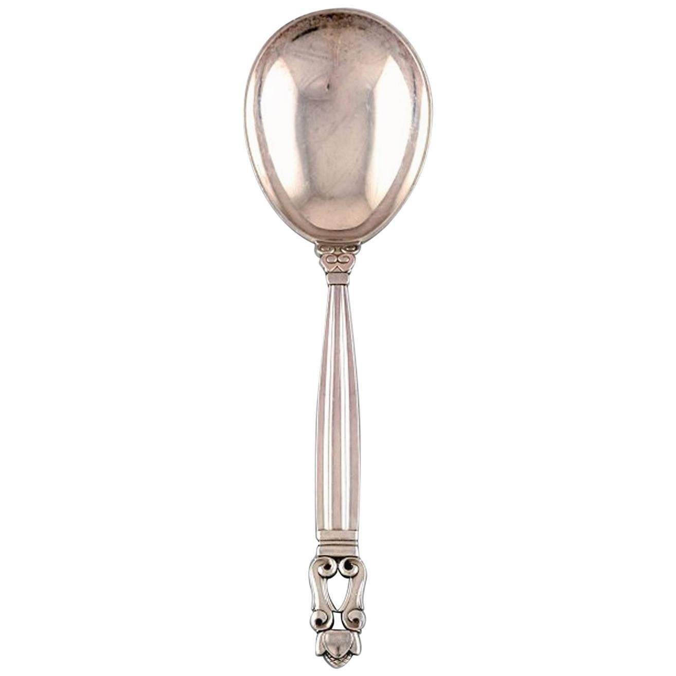Georg Jensen Cuchara para servir "Bellota" de plata de ley, cuatro piezas, en stock