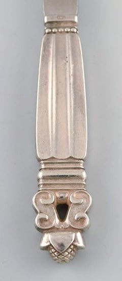 Georg Jensen "Acorn" Serving Spoon, Sterling Silver and Steel