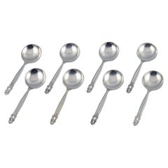 Georg Jensen, Acorn. Set of eight large bouillon spoons in sterling silver. Georg Jensen, Acorn. Set of eight large bouillon spoons in sterling silver.