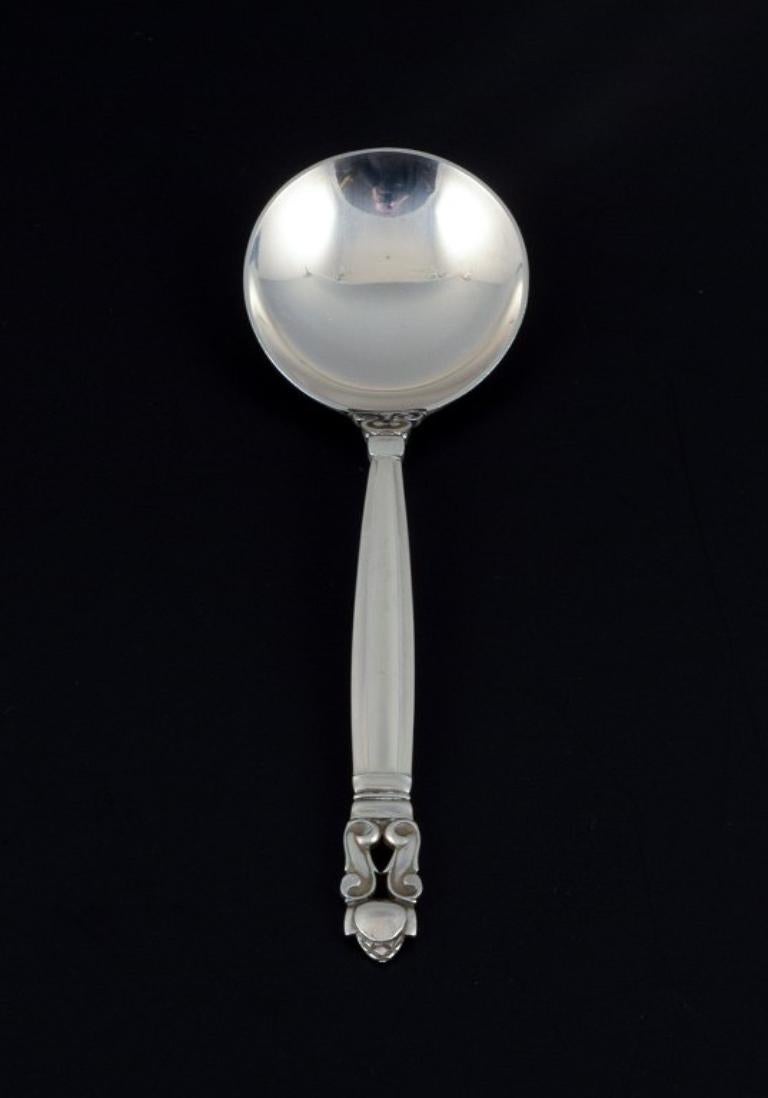 Georg Jensen, Acorn, Six Bouillon Spoons in Sterling Silver In Excellent Condition For Sale In Copenhagen, DK