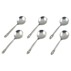 Acorn, six cuillères à bouillon en argent sterling Georg Jensen Acorn, six cuillères à bouillon en argent sterling Georg Jensen