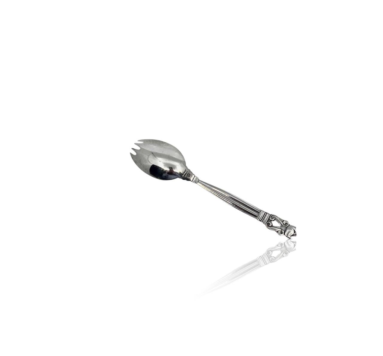 Art Nouveau Georg Jensen Acorn Sterling Silver Child fork/Spoon 190 For Sale