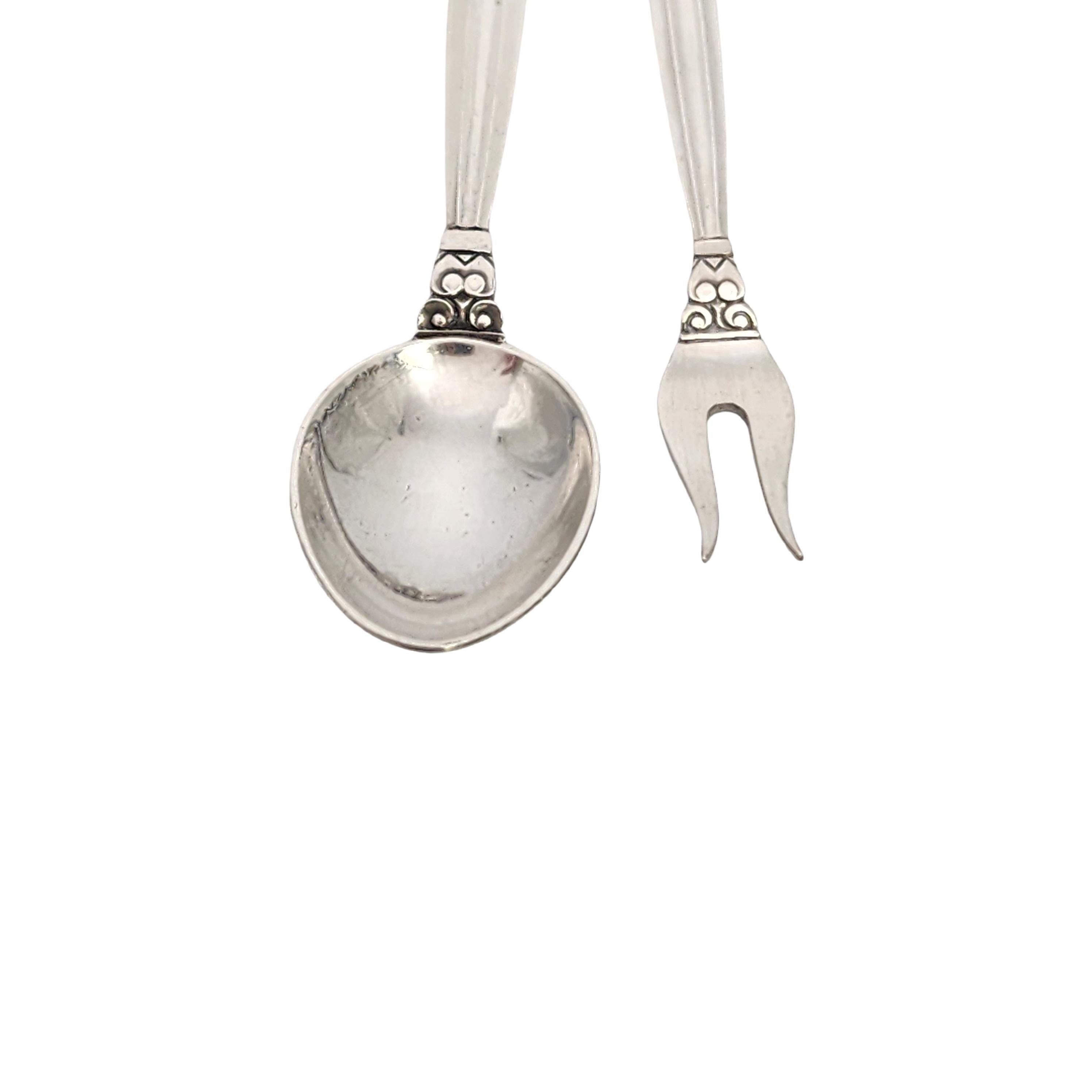 Georg Jensen Acorn - Cucchiaio da caffè e forchetta per antipasti in argento sterling #18329 In condizioni buone in vendita a Washington Depot, CT