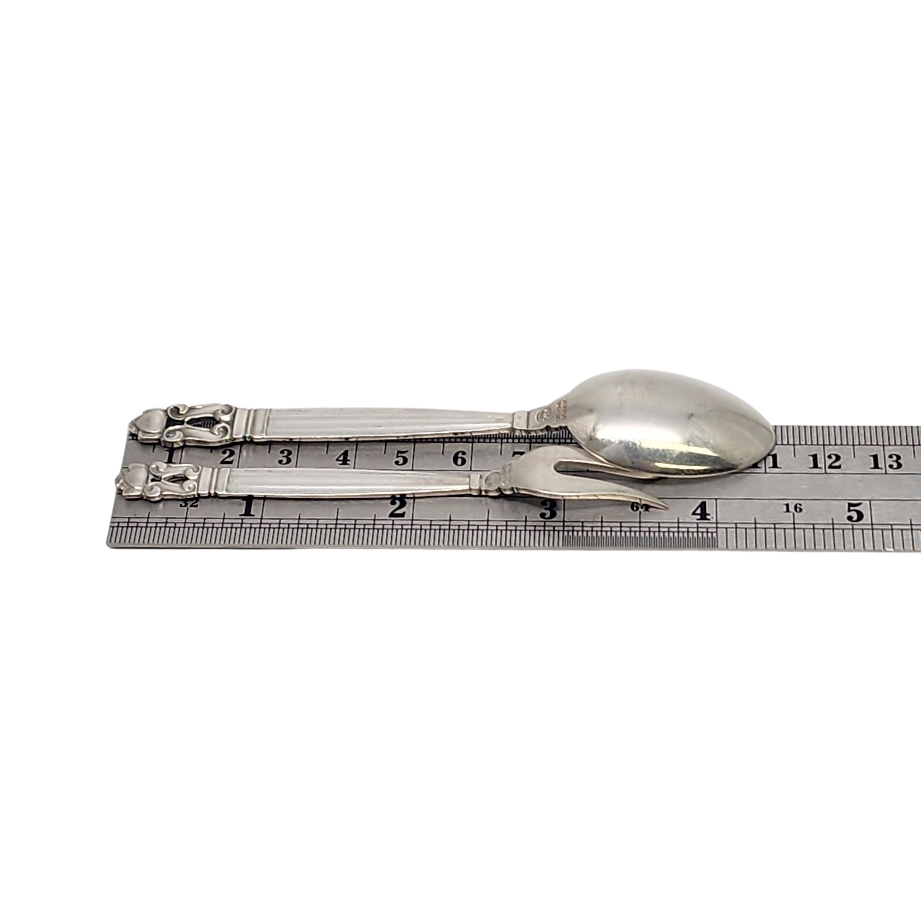 Georg Jensen Acorn - Cucchiaio da caffè e forchetta per antipasti in argento sterling #18329 in vendita 3